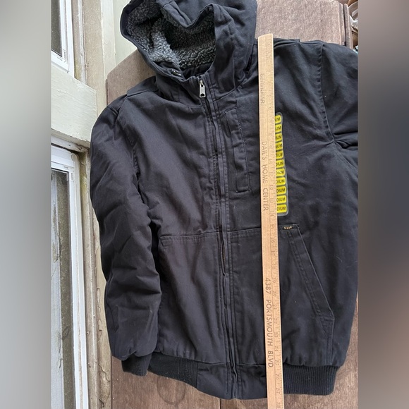 Lee Mens Workwear Bomber Jacket Black Sherpa Lined Hooded Durable Canvas SzM NWT - Picture 11 of 16